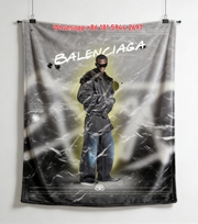 Balenciaga Crumpled Paper Streetwear Flannel Sofa Throw Blanket for Wall Hanging BA080